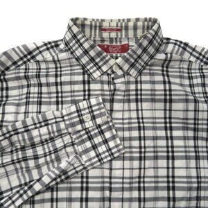Original Penguin Button Up Shirt Mens Medium Long Sleeve Classic Fit Black Check